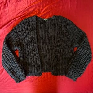 Plush Cableknit Waist Length Cardigan